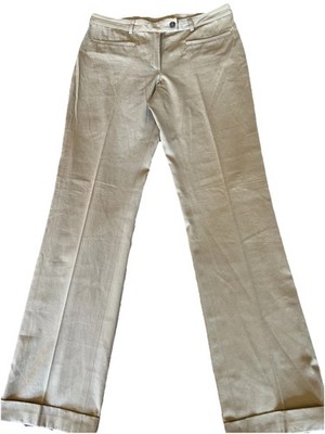 Vintage Brioni Pants Mustard Cuff Size 4 Women Luxury 100% Cotton Made In Italy