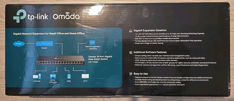 TP-Link DS116GE | Omada 16-Port 1000Mbps Gigabit Easy Smart Desktop Switch - Image 2 of 2