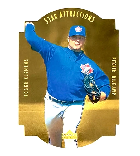 Roger Clemens 1997 Upper Deck Star Attractions rare gold die-cut, Blue Jays