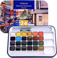 Artecho Aquarellfarben Set, 18 Basic Farben Wasserfarben, Aquarell Mit Wassertan