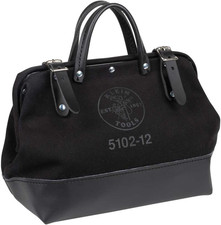 510212BLK Heavy Duty Black Canvas Tool Bag, Tool Tote, Multi-Purpose Bag with Wi