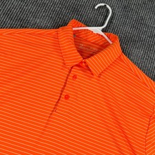 Under Armour Polo Shirt Mens XL Extra Large Orange Striped Short Sleeve Golf
