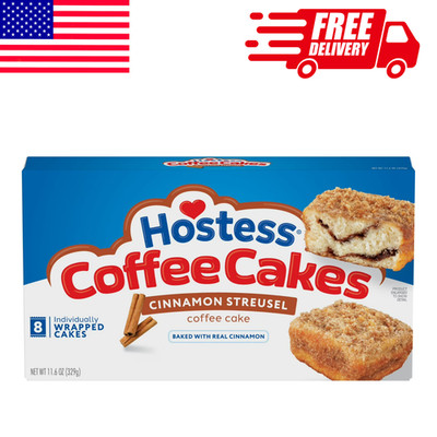 Hostess Coffee Cakes Cinnamon Streusel 11.6 oz (8 Count) Pack of 2 Soft Snack Ca