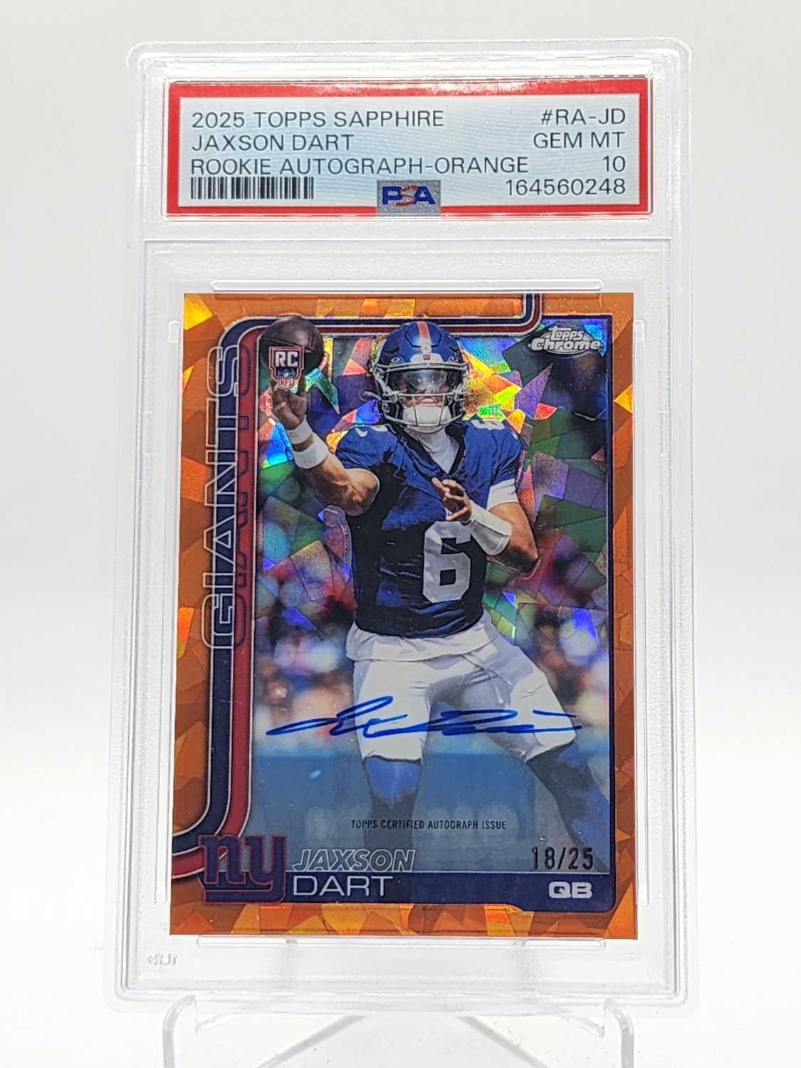 Jaxson Dart Topps Chrome Sapphire Edition Rookie Autographs #RAJD Orange
