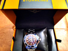 STUHRLING MEN'S WATCH, BLUE; PRO DIVER WATCH, LUXURY; BRAND NEW IN BOX