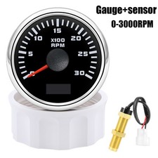 52mm Boat Tachometer 0-3000RPM Marine Tacho RPM Gauge LCD Hourmeter & M16 Sensor