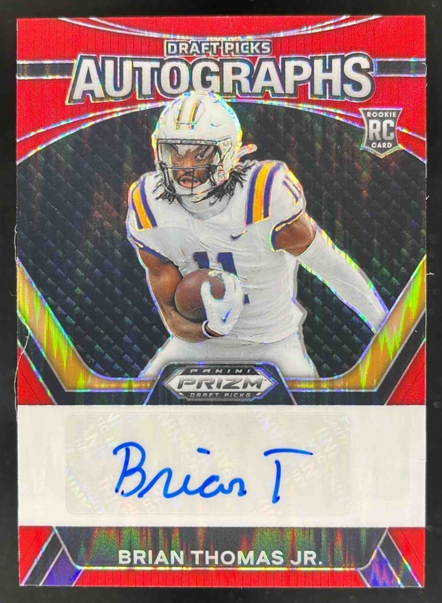 2024 Panini Prizm Collegiate Draft Picks Brian Thomas Jr. Pick Auto Red Flash /5