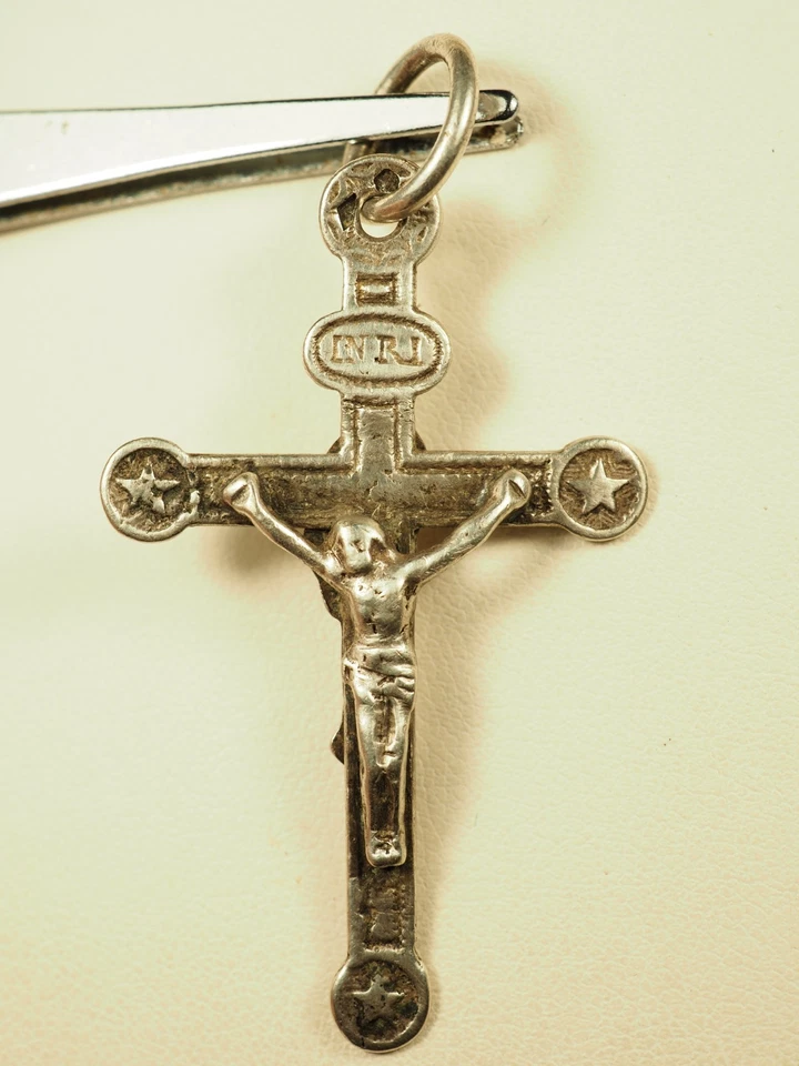 CROIX PENDENTIF ANCIEN ARGENT MASSIF ANTIQUE SILVER CROSS PENDANT - Photo 2/4