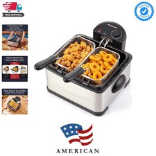 Electric Deep Fryer, 4.5 Qt Total Oil Capacity Dual 2-Qt Split Baskets, 1700 ...