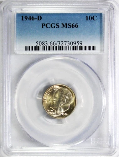 1946-D Roosevelt Dime PCGS MS66 #GA6-59 "90% Silver"
