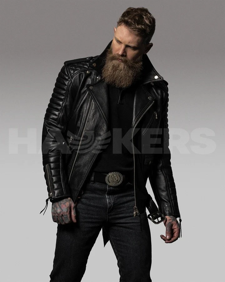 Belvedere Reload : 100% Genuine Black Cowhide Leather Jacket , Biker Jacket - Image 2 of 4