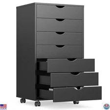 OLIXIS 7-Drawer Rolling File Cabinet - Compact Under Desk Storage with Wheels