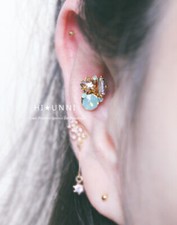 16g Opalite Star cartilage earring helix conch ear stud, 316l steel piercing 1pc