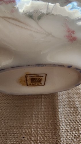 Jarrón de porcelana fina vintage de Japón blanco rosa flores con marcas florales - Imagen 5 de 7