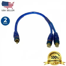 2PCS RCA AUDIO Y-cord SPLITTER CABLE 1ONE M MALE MONO JACK TO 2TWO F FEMALE PLUG