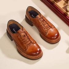 British Style Men Lace Up Real Leather Retro Formal Dress Shoes Business Work Sz