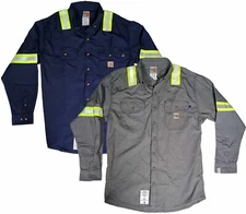 New Carhartt Flame Resistant FR Hi Vis Reflective Work Shirts High Visibility