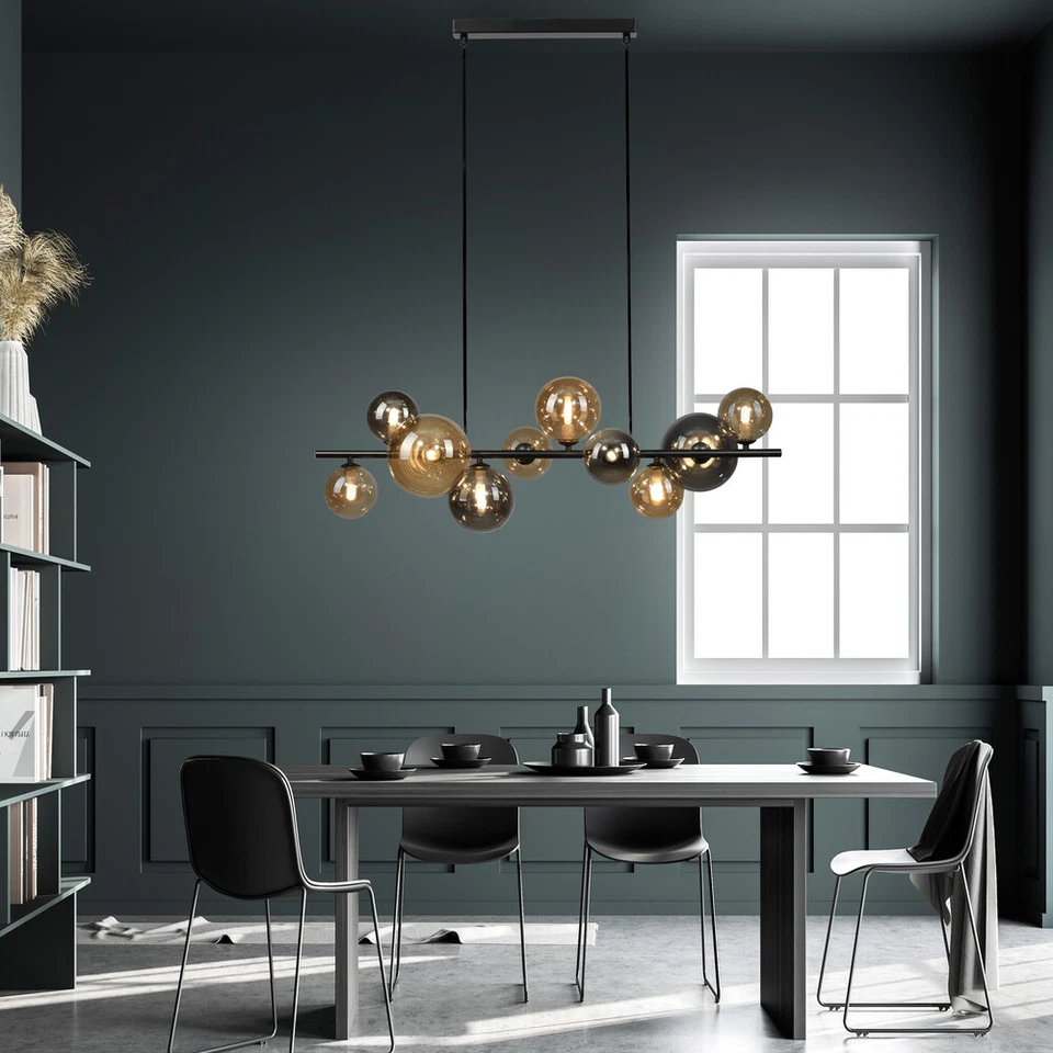 LED Pendelleuchte Kugel rauchglas amber G9 wechselbar Retro Wohnzimmer Esszimmer - Bild 2 von 4