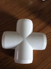 1-1/2" inch Furniture Grade PVC Cross Fitting Made in USA WHITE LOT OF 2