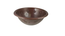 17" Round Copper Bathroom Sink - Stars by SoLuna Cafe Natural Rolled Rim