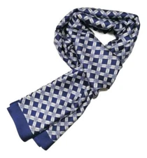 Men's Silk Scarves in Gift Box Plaid-Blue