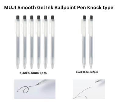MUJI SMOOTH Gel Ink Ball Point Pen 8pcs set black made - Main Image