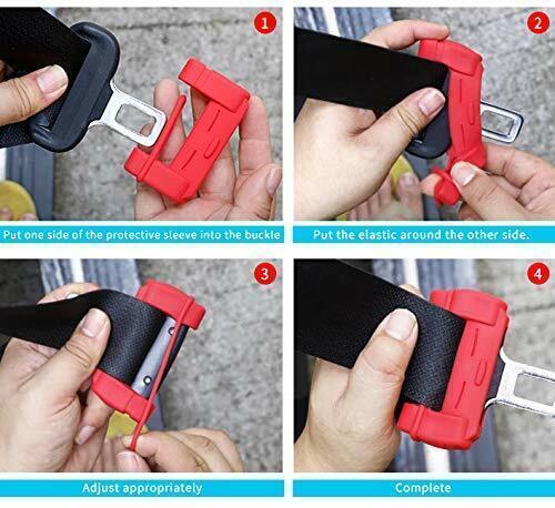 Auto Car Safty Accessories Seat Belt Buckle Clip Anti-Scratch Cover Silicone Red - Bild 8 von 12