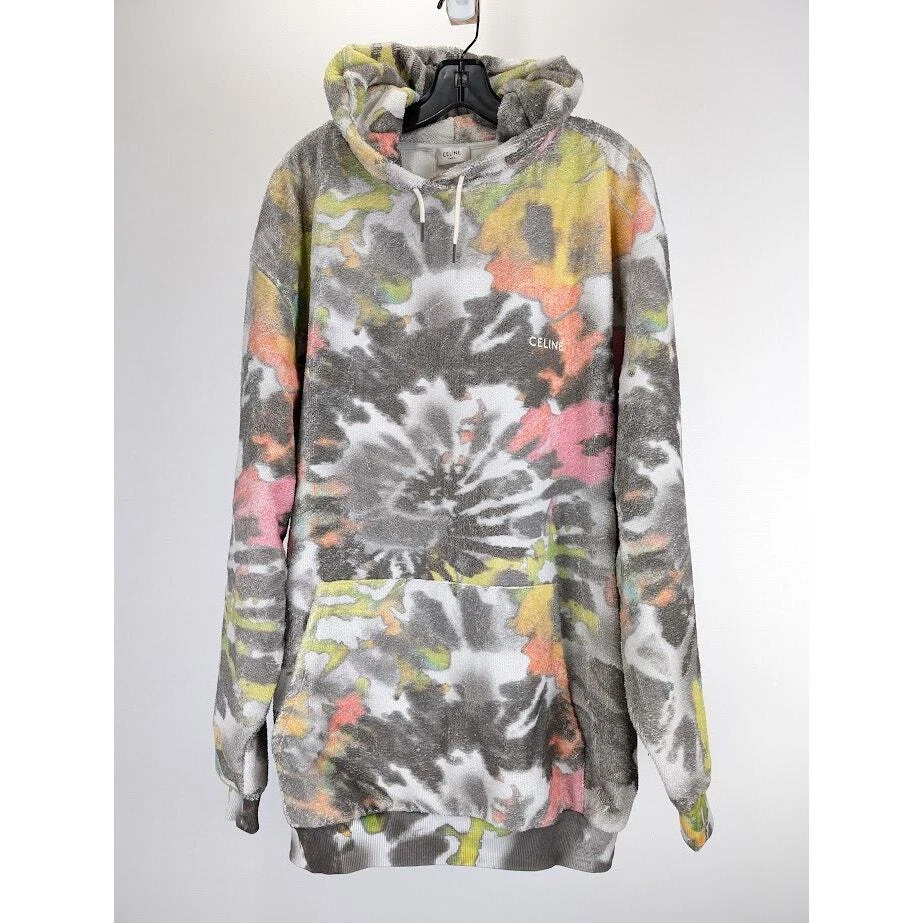 Felpa con cappuccio Celine multicolore nuova con etichetta XXL