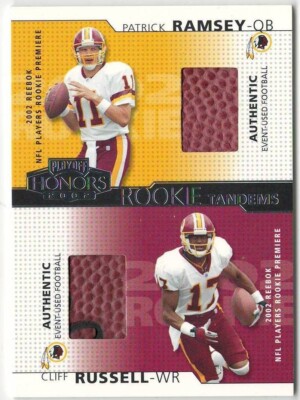PATRICK RAMSEY/CLIFF RUSSELL 2002 Playoff Honors ROOKIE TANDEMS DUAL FOOTBALL 3