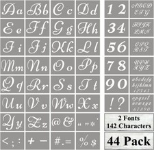 Letter Stencils for Painting on Wood - 44 Pack Alphabet Stencil Cursive Style