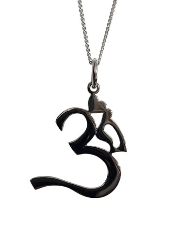 Om Necklace Pendant 925 Sterling Silver 18" Buddhist Jewellery Boxed Namaste - Picture 9 of 24