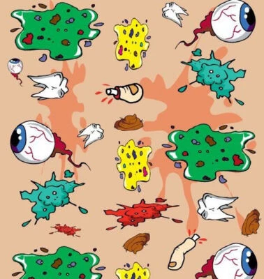BIG MOUTH TOYS HORROR Gross Bloody Body Parts Wrapping Paper – funny gag joke prank gift wrap