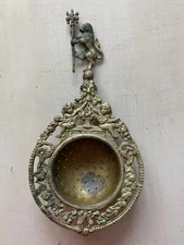 Antique Italian Brass Tea Strainer Lion Cherubs Heavily Decorated OrnateA