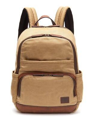 NWOT FRYE Carter leather trim canvas backpack Beige | eBay display picture 1