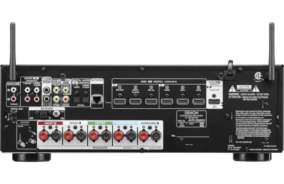 BUNDLE Denon AVR-S660H Blk 5.2 CHNL 8K AV Receiver / Voice Control &HEOS Built N - Image 2 of 4