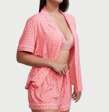 VICTORIA'S SECRET MODAL SHORT PAJAMA SET SHIRT  SHORTS POLKA DOT SIZE M NEW