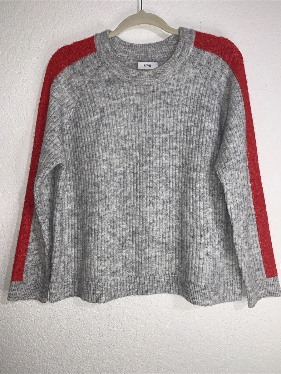Grey sweater with red stripe clearance