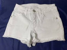 Justice Girl's Frayed White Denim Shorts Girl Size 8 Regular: Pre-owned