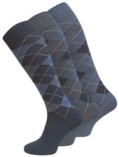 3 oder 6 Paar Herren Comfort KNIESTRÜMPFE, mit Karo-Design, ohne Gummibund