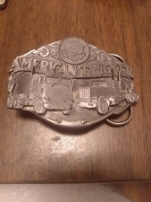 Vintage 1986 American Trucker semi big rig drivers belt buckle by Siskiyou