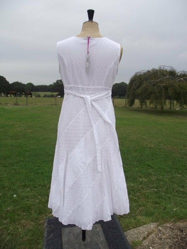 White Swiss Cotton Lightweight Summer Dress Lined UK 12 PER UNA BNWT RRP £45.00 - Picture 2 of 4