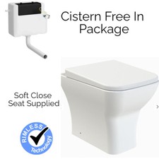 BTW Back To Wall Pan Toilet White Modern WC Soft Close Seat-FREE CISTERN 