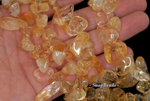 22X8-10X8MM CITRINE QUARTZ GEMSTONE PEBBLE NUGGET LOOSE BEADS 7.5inch - Picture 2 of 4