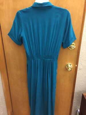 Robbie Bee Ladies Turquoise Dress Size 2 100% Silk Short Sleeves Pockets  A149ss | eBay