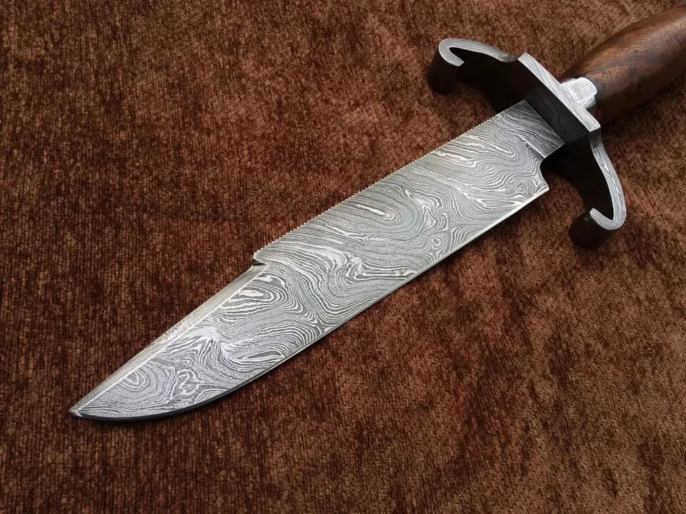 Cuchillo Bowie Bart Moore de acero Damasco hecho a mano personalizado, Jim Bowie, réplica EDC-75 Foto 2 de 4
