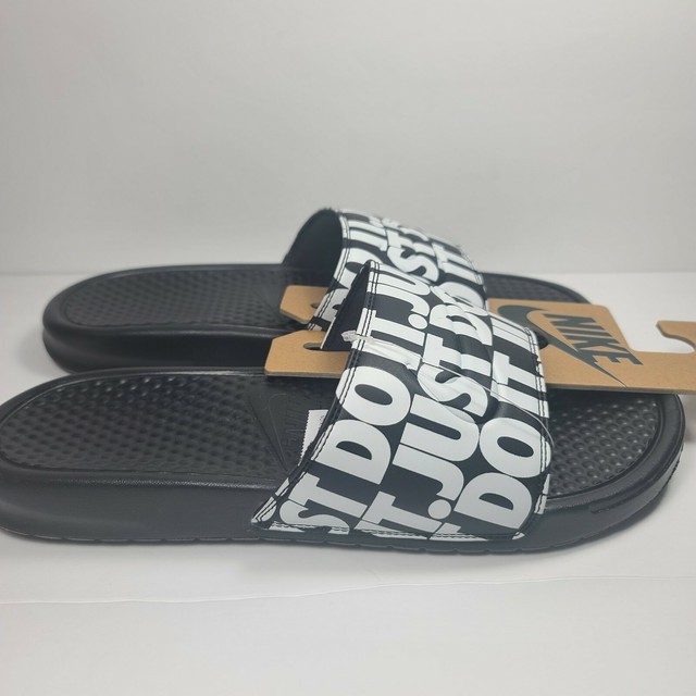 Nike Benassi JDI Print Just Do It Men's Sandals Slides Black White Size 9 for sale online | eBay