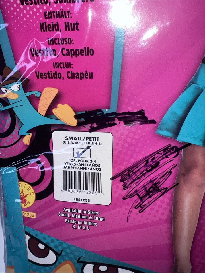 NIP Disney Agent Perry Costume Phineas & Ferb Child Size Small 4-6 Hat and Dress - Image 4 of 4