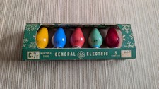 5 Vintage GE Script Logo C-7 1/2 Bulbs In Pastel Colors In Sleeve USA  Tested