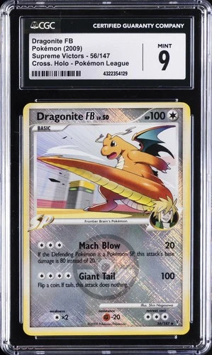 2009 POKEMON SUPREME VICTORS CROSS. HOLO - POKEMON LEAGUE #56 DRAGONITE FB CGC 9