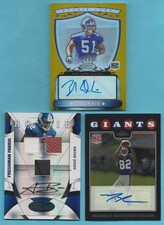 GIANTS AUTO LOT OF 3 CERTIFIED AUTO AUTOGRAPH CARDS MANNINGHAM BROWN DEOSSIE